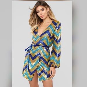 Sophisticated and Chic Sequin Mini Dress | Gold/Multi